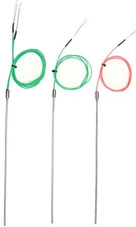 MI Thermocouples, 3mm dia., 250mm long, with a 1m flat-twin PTFE lead